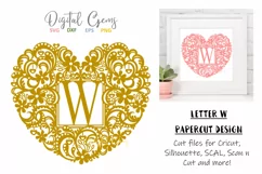 Letter W paper cut design. SVG / DXF / EPS / PNG files Product Image 1