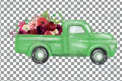 Floral watercolor pickup truck clip art, bridal decoration. Product Image 4