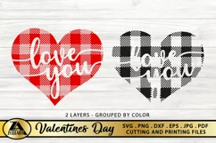Buffalo Plaid Heart SVG Valentines Day SVG Love Quotes SVG Product Image 2