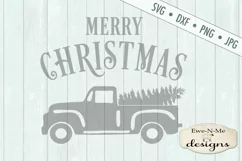 Merry Christmas Old Truck Christmas Tree SVG DXF Files Product Image 2