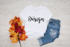 Bella Canvas 3001 White T-shirt Mockup for Fall Product Image 1