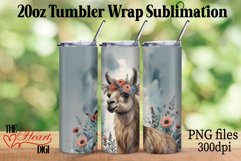 Llama Flowers 20oz Tumbler PNG, Llama Tumbler Wrap PNG Product Image 1