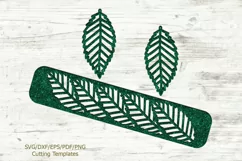 Leaves Cuff Bracelet and Earrings svg laser templates Product Image 1