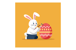 A cute bunny painting a colorful Easter egg in a flat vector Product Image 1