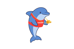 Dolphin lifeguard character in flat design style with whistl Product Image 1