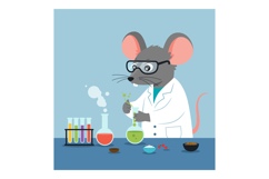 A cartoon mouse in a lab coat conducting experiments with co Product Image 1