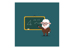 A cartoon sheep in a suit teaching math equations at a chalk Product Image 1