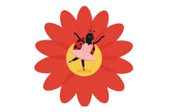 Ladybug ballerina dancing gracefully on a vibrant red flower Product Image 1