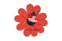 A joyful ladybug ballet dancer in a pink tutu performing on Product Image 1
