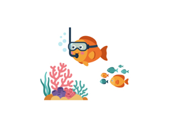 A playful orange fish wearing a diving mask exploring vibran Product Image 1