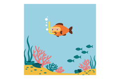 Colorful fish with snorkel exploring vibrant coral reef in f Product Image 1