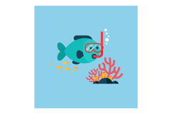 Colorful fish wearing snorkel gear exploring vibrant coral r Product Image 1
