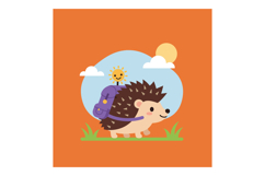 Cute hedgehog with a backpack exploring a sunny landscape in Product Image 1