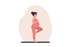 Pregnant woman practicing yoga in a peaceful pose, minimalis Product Image 1