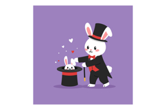 A charming magician rabbit performing a magic trick in flat Product Image 1