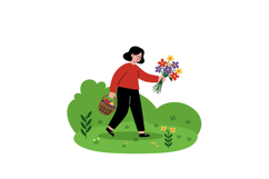 Woman in red sweater walking through green garden carrying a Product Image 1