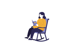 Woman reading a book while sitting in a rocking chair in a m Product Image 1