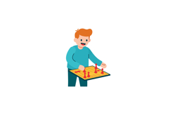 A cheerful boy playing a board game with bright colors and f Product Image 1