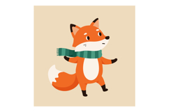 Cute orange fox wearing a green scarf in a flat design vecto Product Image 1