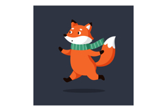 Playful orange fox wearing a green scarf joyfully running in Product Image 1