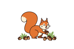 Cute orange squirrel gathering acorns in a playful manner, m Product Image 1