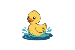 Cheerful yellow duckling splashing in water with playful wav Product Image 1