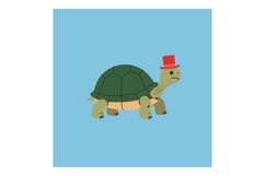 Adorable turtle wearing a red hat in a playful flat design v Product Image 1