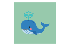 Cute blue whale swimming joyfully with water spouting in a p Product Image 1
