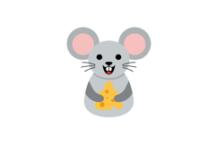 Cute cartoon mouse holding a piece of cheese in a flat vecto Product Image 1