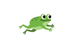 Green frog leaping joyfully in a playful, minimal design sty Product Image 1
