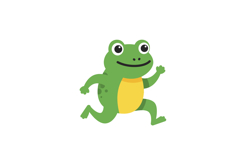 Playful green frog character in flat design style jumping ha Product Image 1