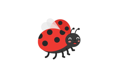 Cheerful ladybug with red wings and black spots in flat vect Product Image 1