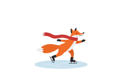 Playful orange fox ice skating gracefully on a frozen lake i Product Image 1