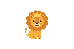 Cute lion character wearing a crown in a flat design style v Product Image 1