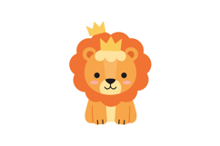 Adorable cartoon lion wearing a crown in a flat design style Product Image 1