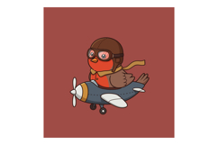 A cheerful bird wearing aviator goggles flying a small plane Product Image 1