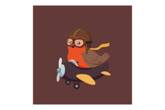 A charming bird wearing goggles flying a small airplane in a Product Image 1