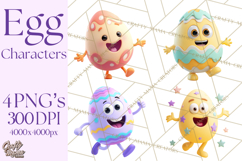 Cute Easter Egg Characters PNG, Adorable Spring Egg Clipart Product Image 1