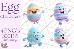 Cute Easter Egg Characters PNG, Adorable Spring Egg Clipart Product Image 1
