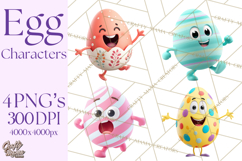 Cute Easter Egg Characters PNG, Adorable Spring Egg Clipart Product Image 1
