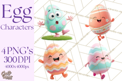 Cute Easter Egg Characters PNG, Adorable Spring Egg Clipart Product Image 1