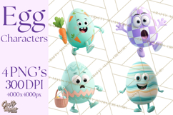 Cute Easter Egg Characters PNG, Adorable Spring Egg Clipart Product Image 1