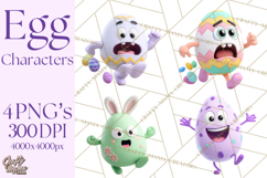 Cute Easter Egg Characters PNG, Adorable Spring Egg Clipart Product Image 1