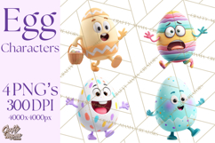 Cute Easter Egg Characters PNG, Adorable Spring Egg Clipart Product Image 1