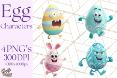 Cute Easter Egg Characters PNG, Adorable Spring Egg Clipart Product Image 1