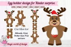 Reindeer in Santa hat chocolate egg holder svg, paper cut Product Image 1