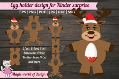 Reindeer in Santa hat chocolate egg holder svg, paper cut Product Image 2
