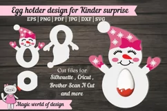 Snowman girl chocolate kinder egg holder svg, paper craft Product Image 1