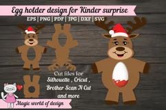 Reindeer in Santa hat chocolate egg holder svg, paper cut Product Image 3