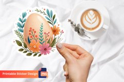 Egg With Flowers Sticker, Vintage Floral Egg Sticker Product Image 1